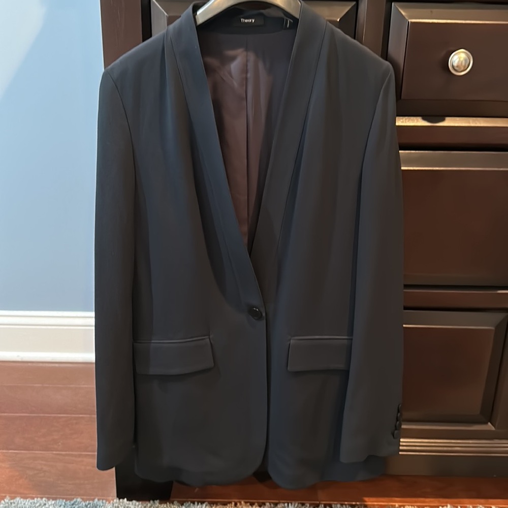 Theory long navy blue blazer women’s size 6 jacket blazer LOWEST PRICE